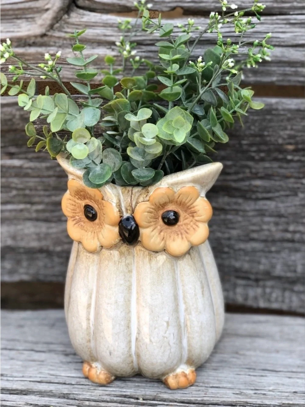Ceramic Owl Planter in Cream